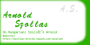arnold szollas business card